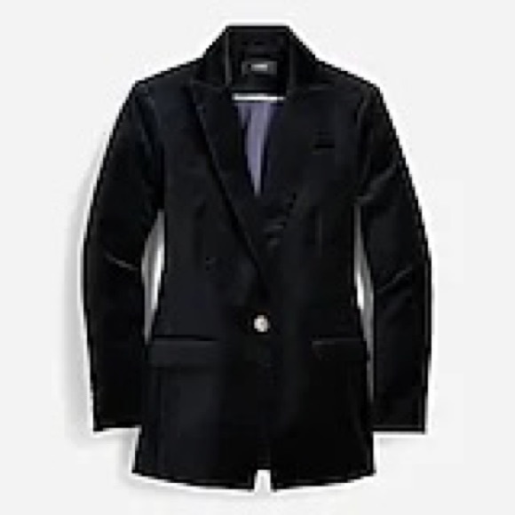 J.Crew Velvet Willa blazer in stretch velvet in black BD005 NWOT - Picture 1 of 16
